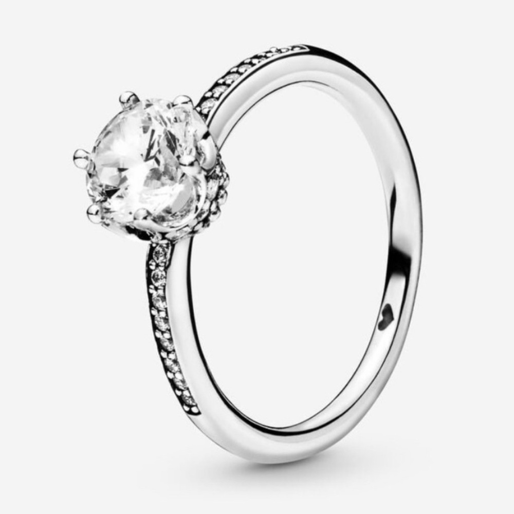 Pandora Silver Ring with Sparkling Clear Stone